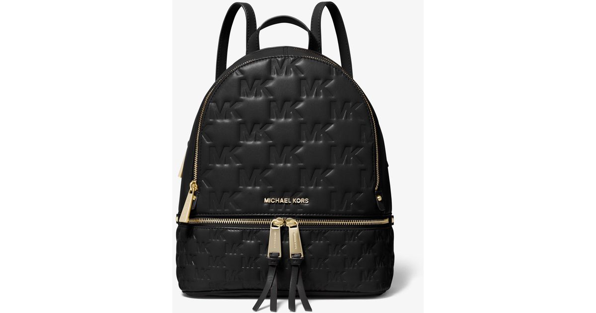 Rhea medium debossed logo leather backpack sales