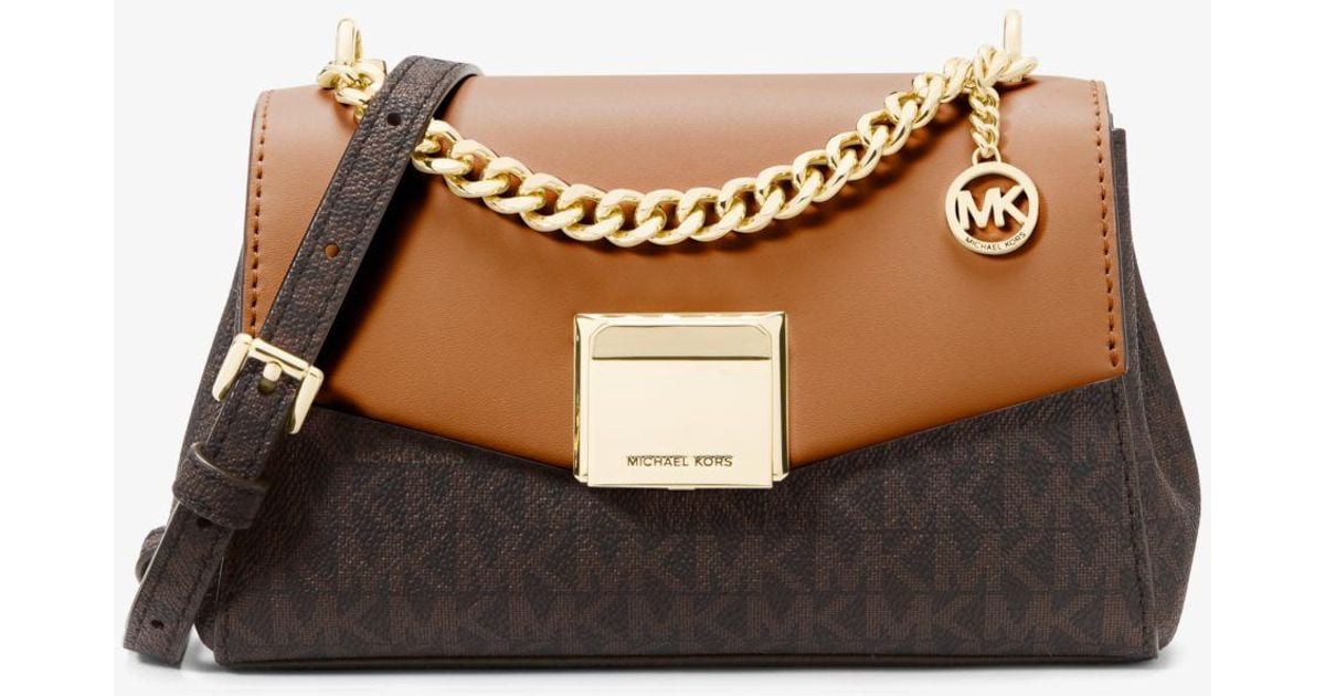 Michael Kors Lita Small Twotone Logo And Leather Crossbody Bag in