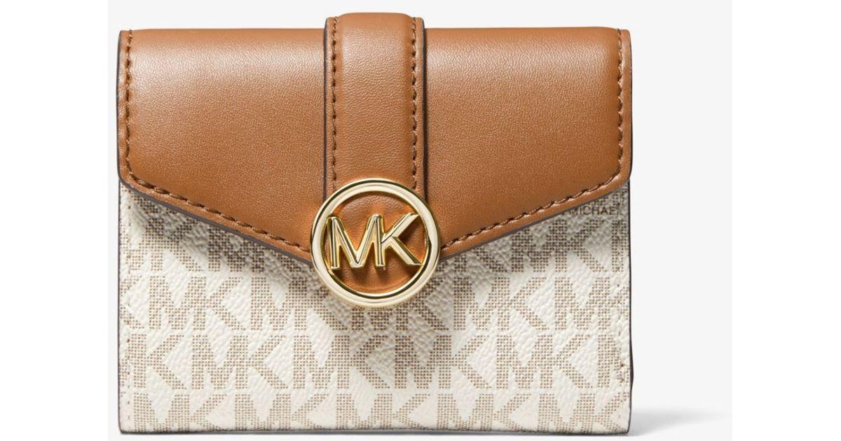 MICHAEL KORS CARMEN MEDIUM FLAP LOGO BIFOLD WALLET OPTIC WHITE Lingerose Com