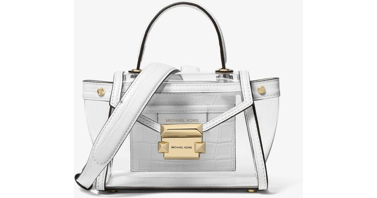 whitney mini clear and leather satchel