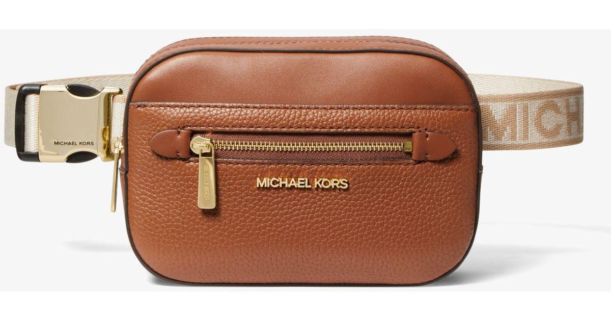 Michael Kors Jet Set Small Pebbled Leather Belt Bag in Brown | Lyst