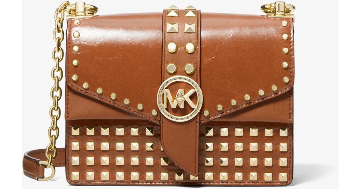 Michael Kors Greenwich Extrasmall Studded Patent Leather Crossbody Bag