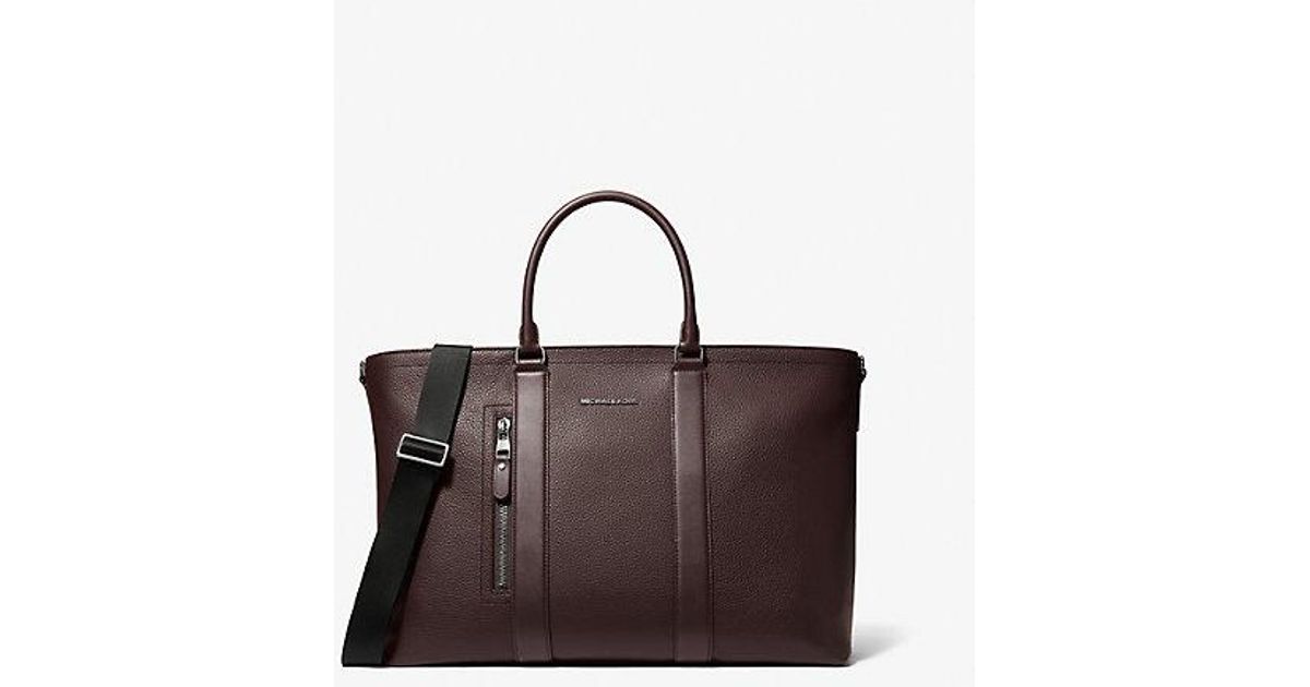 Michael Kors Mk Hudson Pebbled Leather Tote Bag in Brown for Men