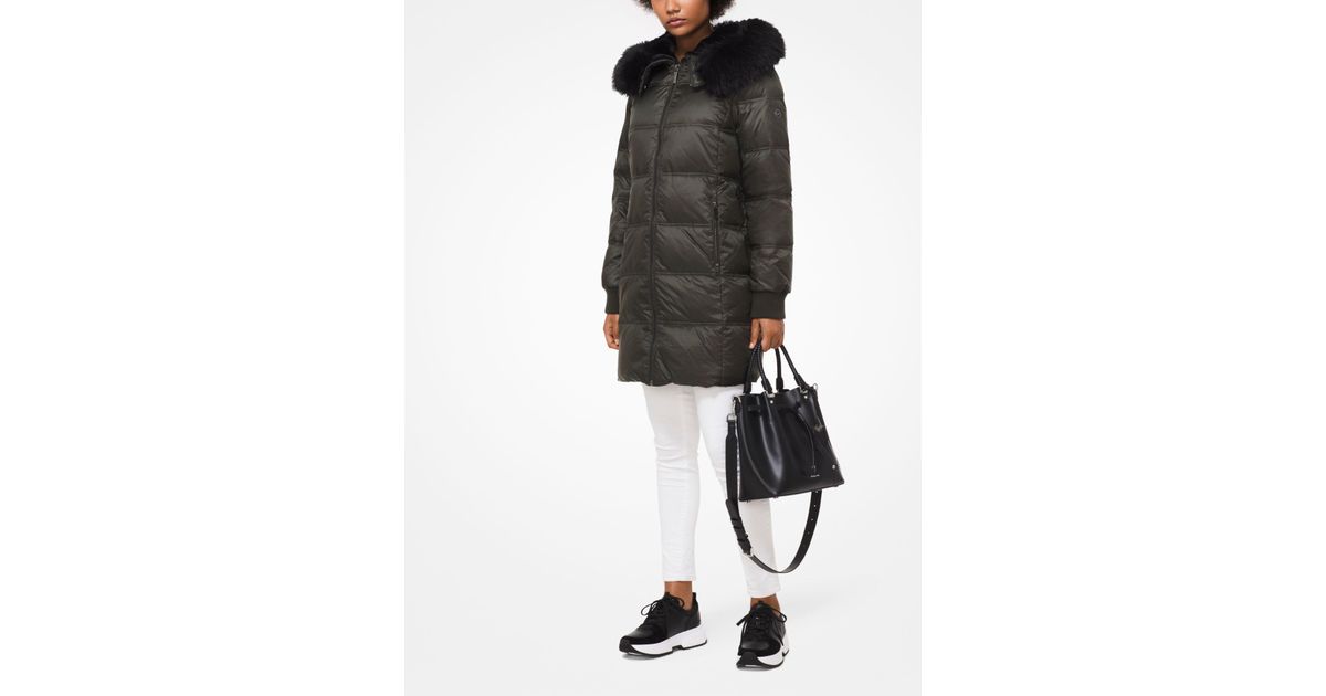 michael michael kors quilted nylon and faux fur puffer