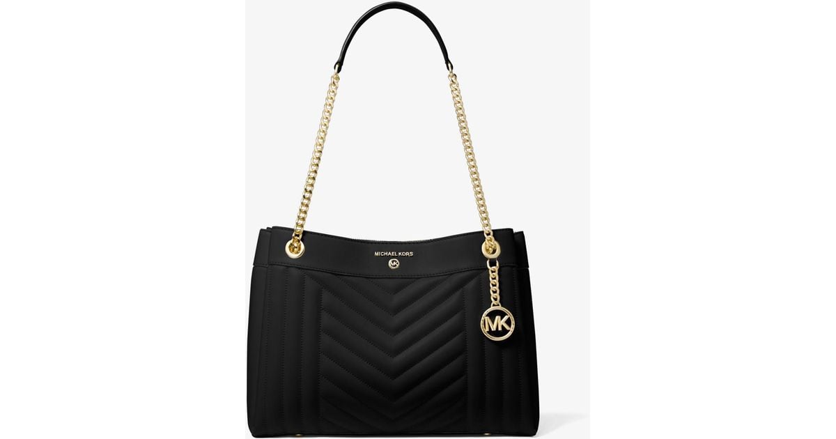 Michael Kors Susan Medium Quilted Leather Shoulder Bag in Black Lyst UK