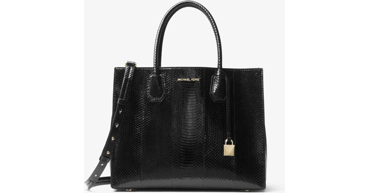 black snakeskin tote bag