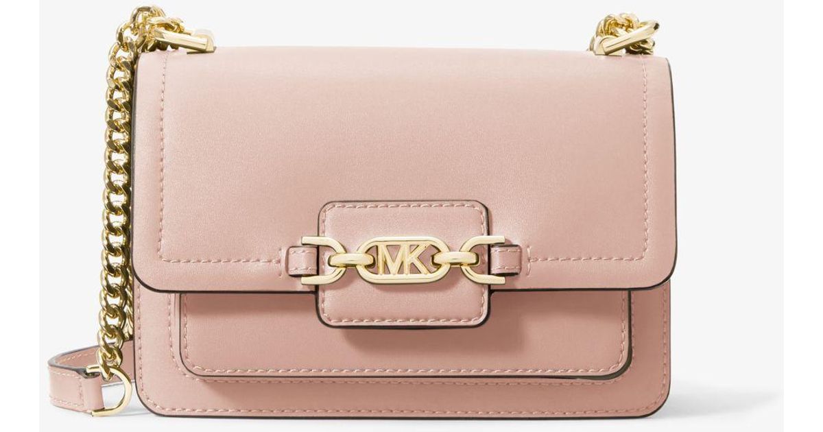 Michael Kors Heather Extrasmall Leather Crossbody Bag in Soft Pink