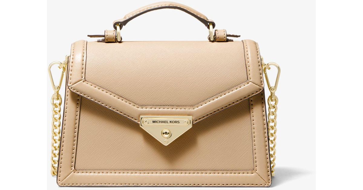 Michael Kors Grace Small Saffiano Leather Crossbody Bag in Natural | Lyst  Canada