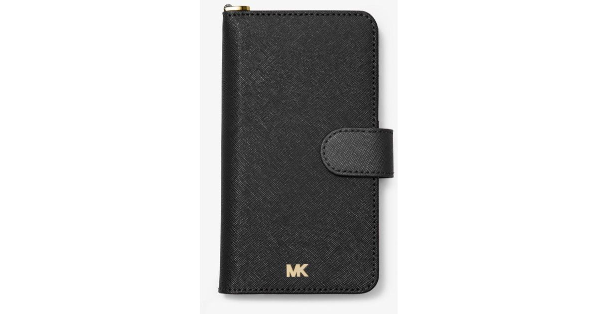 Michael Kors Saffiano Leather Wristlet Folio Case For Iphone Xr in