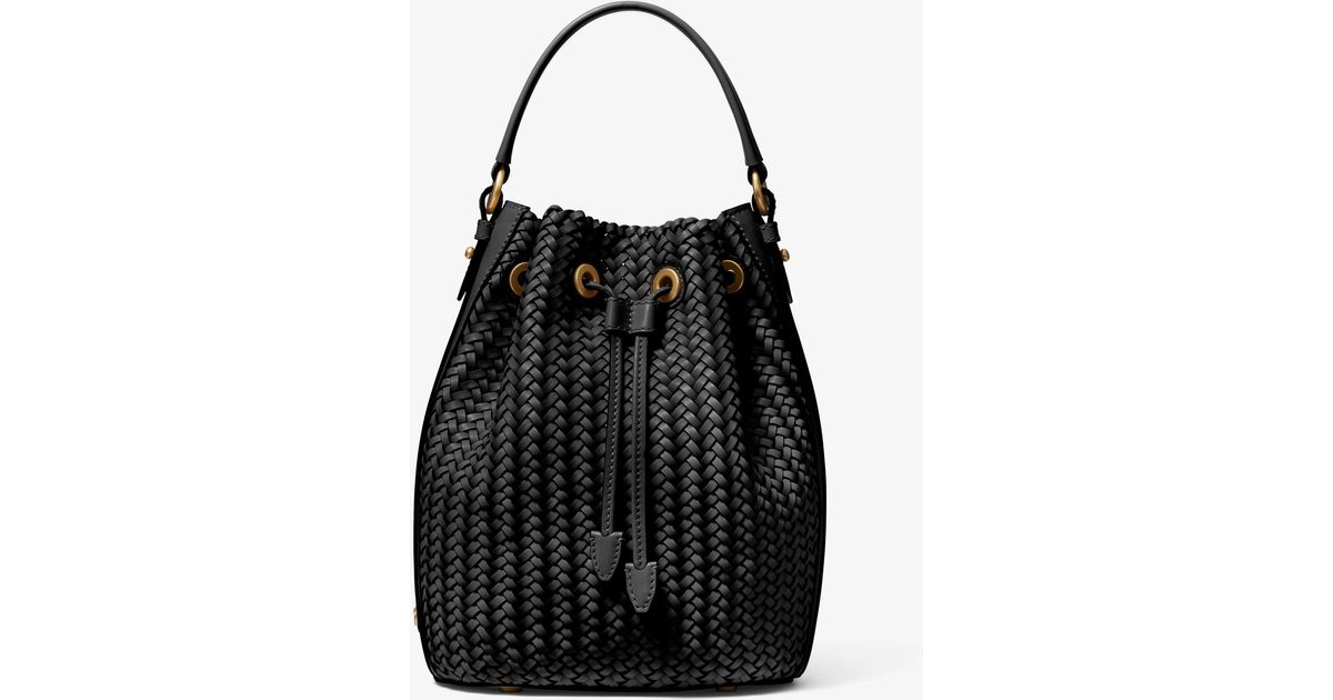 Michael Kors Carole Handwoven Leather Bucket Bag in Black Lyst Canada