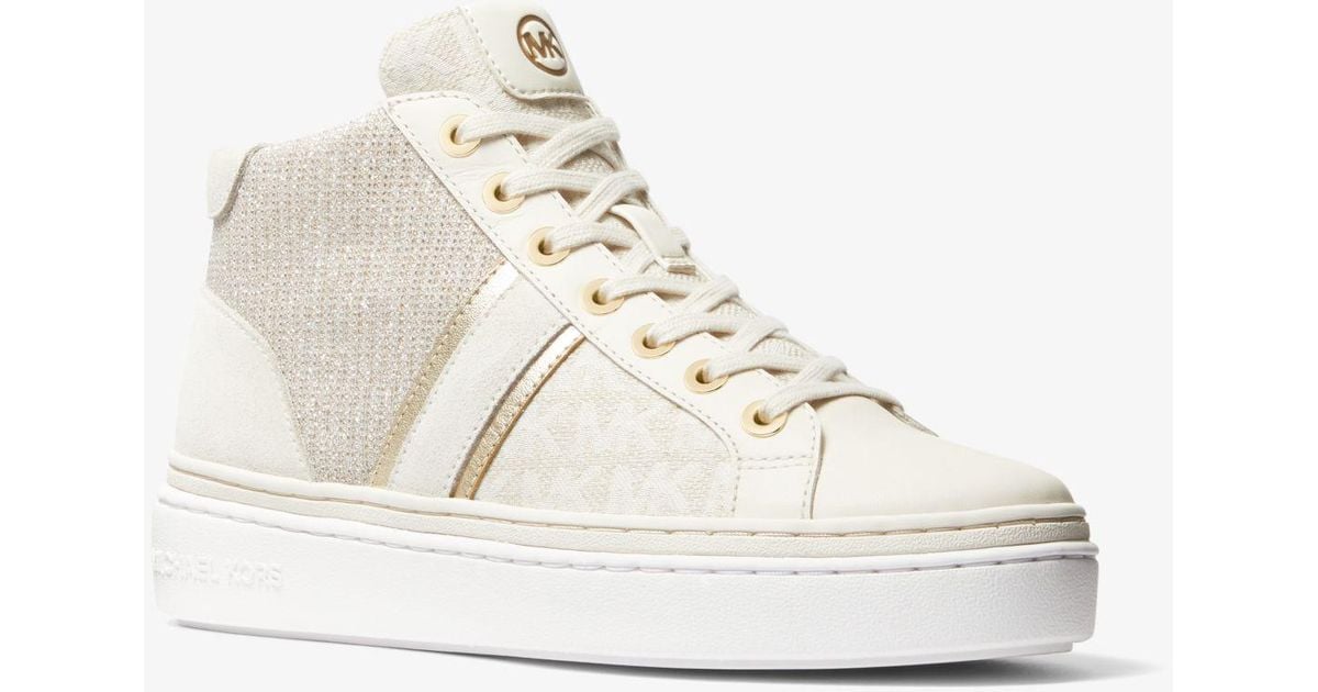Michael Kors Chapman Logo Jacquard And Leather High-top Sneaker in 