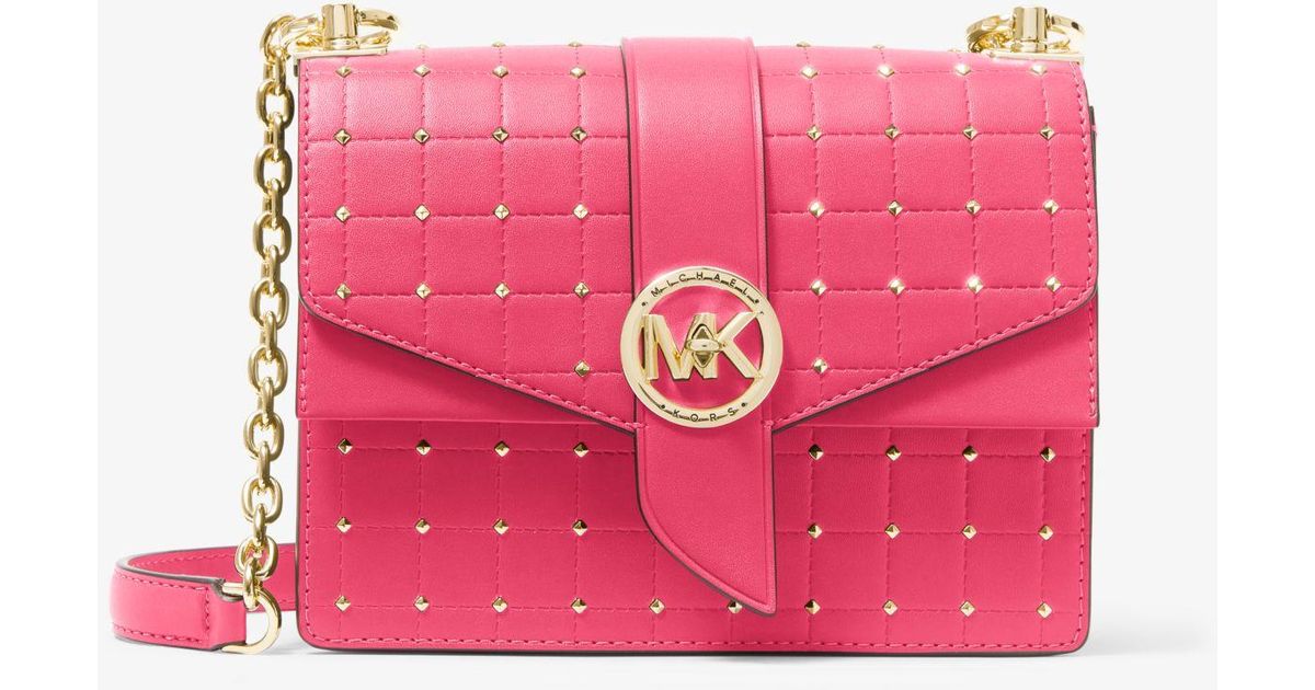 Michael Kors Greenwich Small Studded Quilted Faux Leather Crossbody Bag
