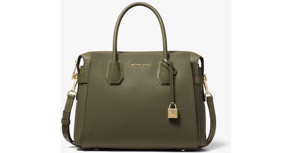 Michael Kors Borsa A Mano Mercer Media In Pelle Martellata da donna di  colore verde