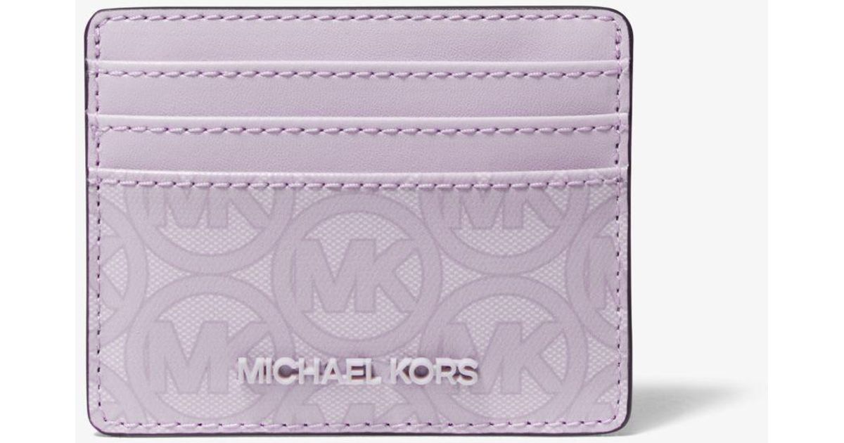Michael Kors Synthetic Jodie Logo Jacquard Card Case in Purple | Lyst