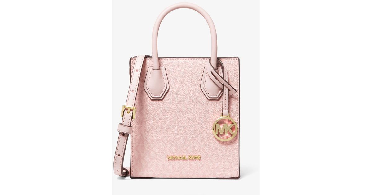 Michael Kors Mercer Extrasmall Logo And Leather Crossbody Bag in Pink