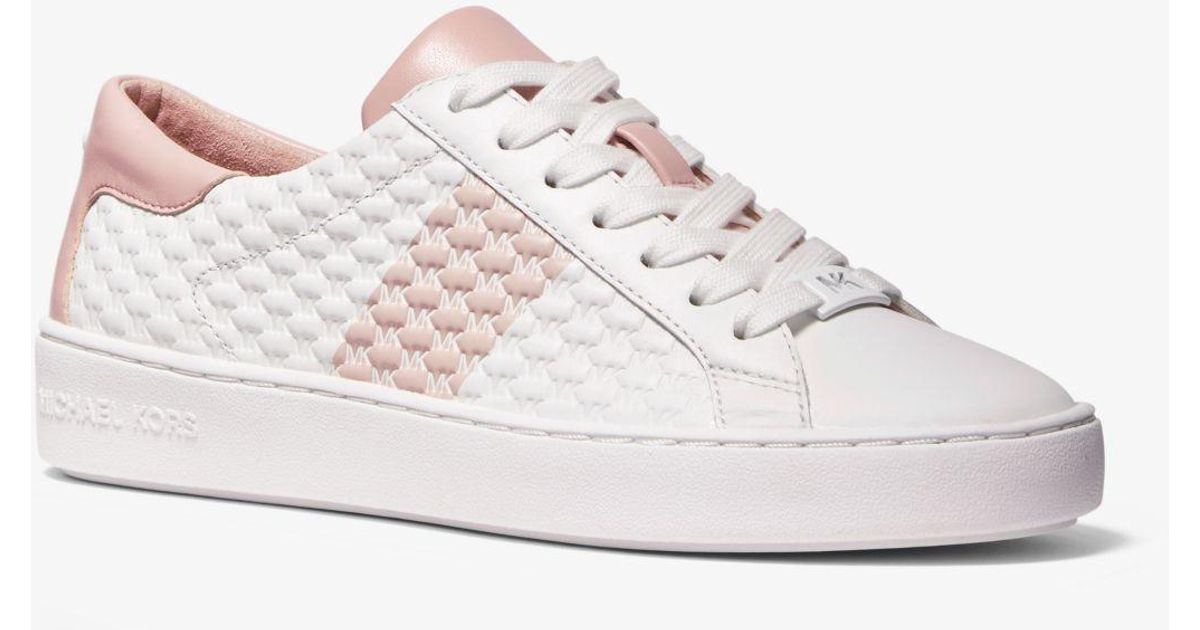 Colby striped logo embossed leather sneaker Clearance