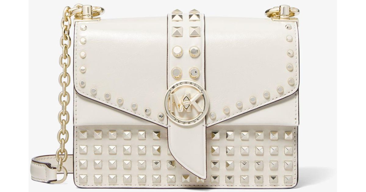 Michael Kors Greenwich Small Studded Patent Leather Crossbody Bag in
