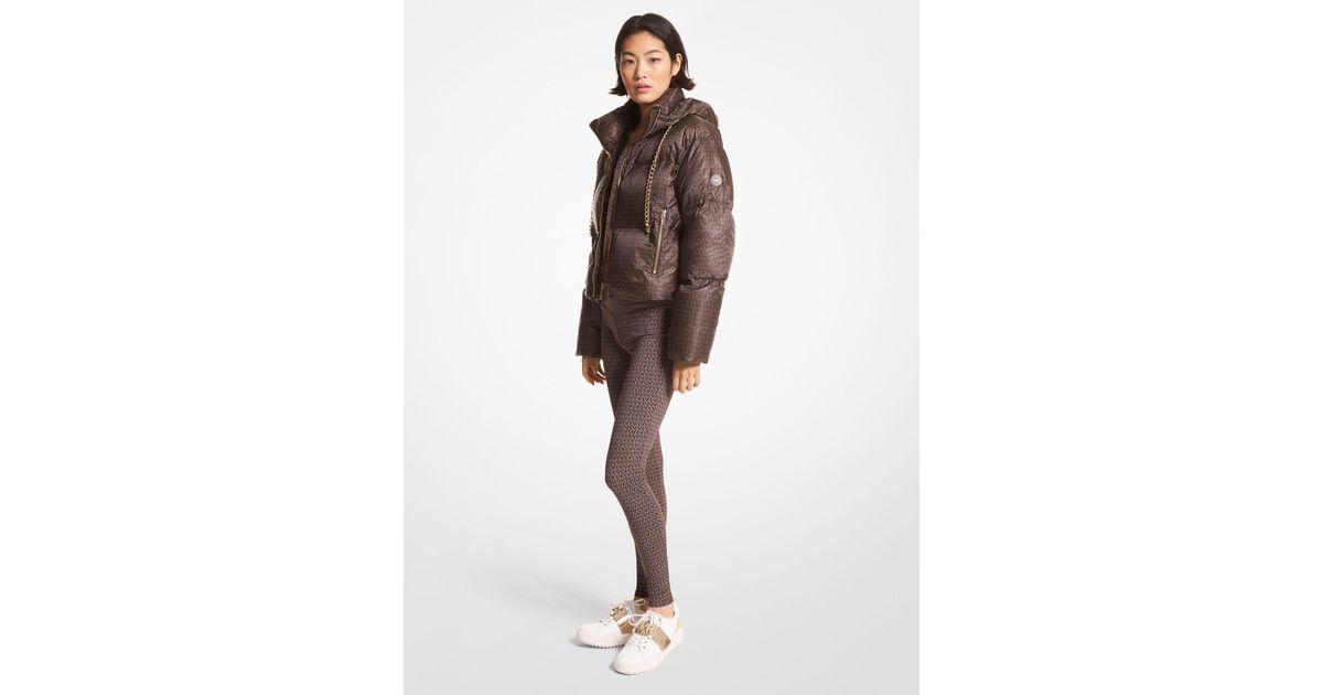 Michael Kors Logo Quilted Puffer Jacket in Brown | Lyst UK