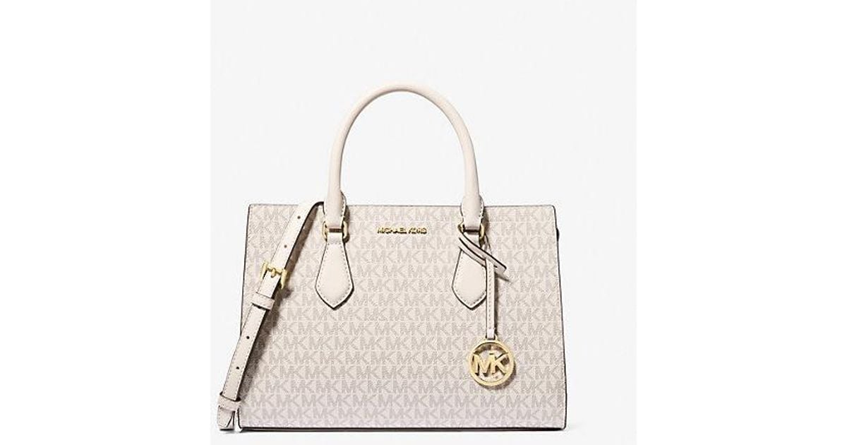 Michael Kors Women's Sheila Medium Satchel Michael Kors Sheila Medium Logo Satchel in Natural | Lyst