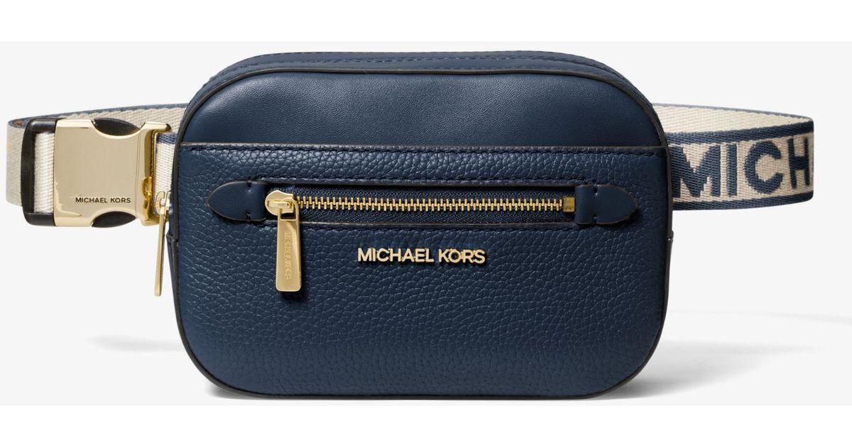 Michael Kors Jet Set Small Pebbled Leather Belt Bag in Blue | Lyst