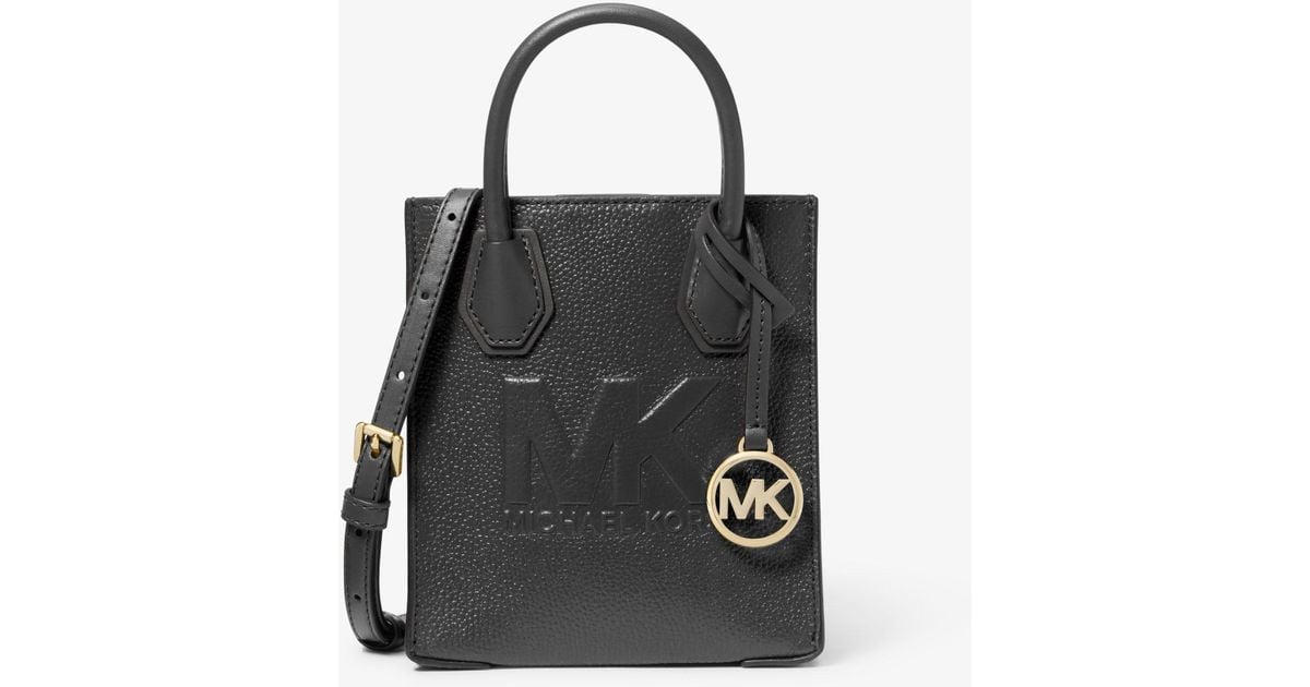 Michael Kors Mercer Extrasmall Pebbled Leather Crossbody Bag in Black