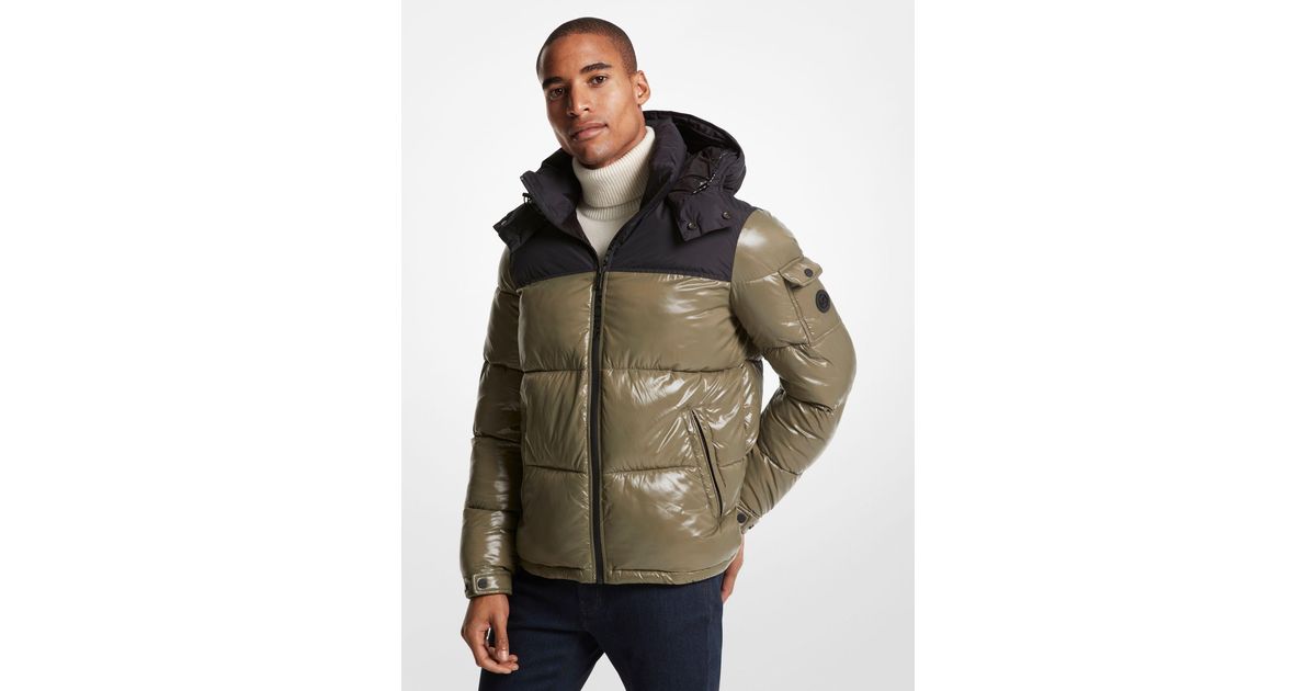 Michael Kors Roseville Quilted Cir Nylon Puffer Jacket in Green