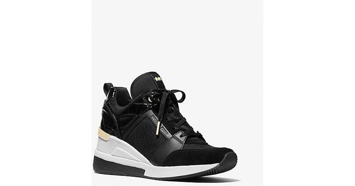 Georgie logo and leather trainer sale