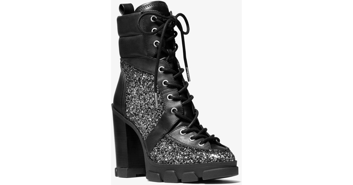 michael kors haskell glitter combat boot