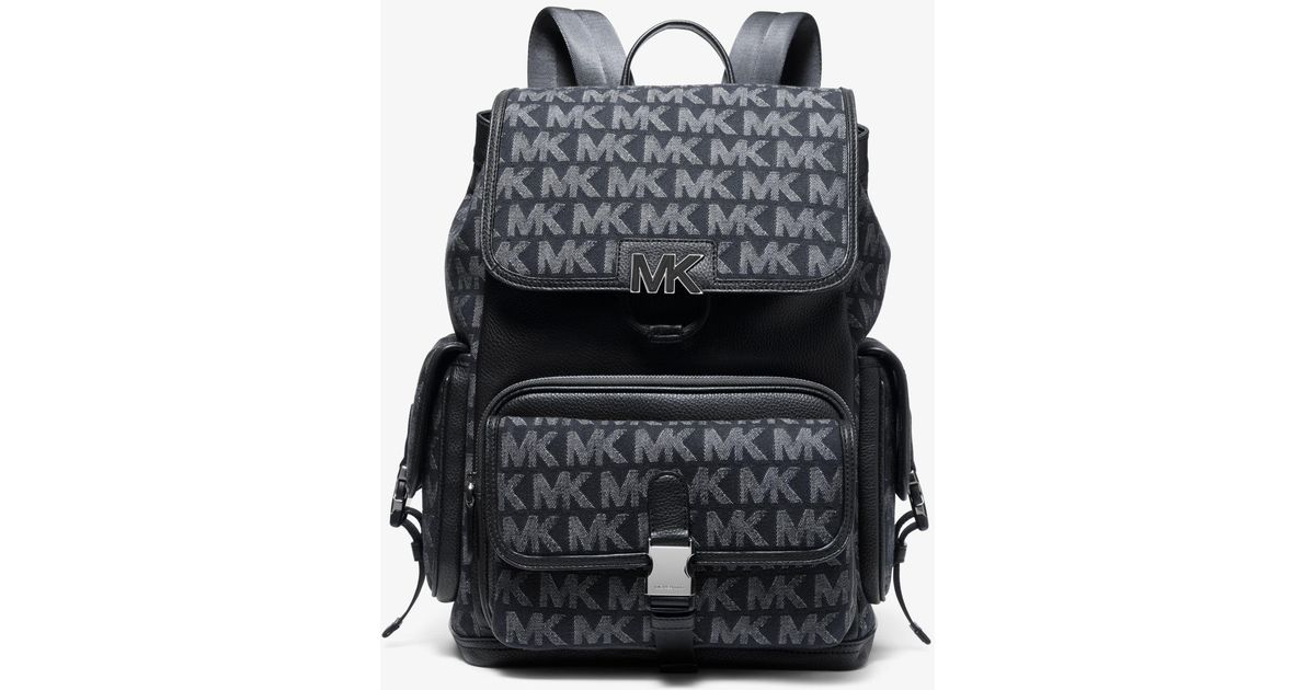 Michael Kors Hudson Denim Logo Jacquard Backpack in Dark Denim (Black