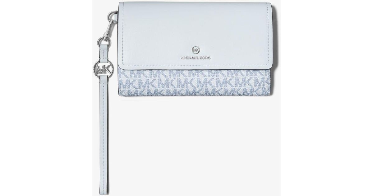Michael Kors Jet Set Charm Logo And Leather Smartphone Wallet in Blue |  Lyst UK