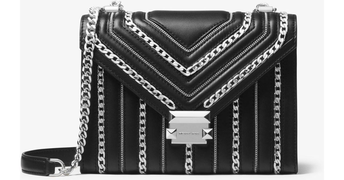Lyst - Michael Kors Whitney Large Chain-link Quilted Leather Convertible Shoulder Bag in Black