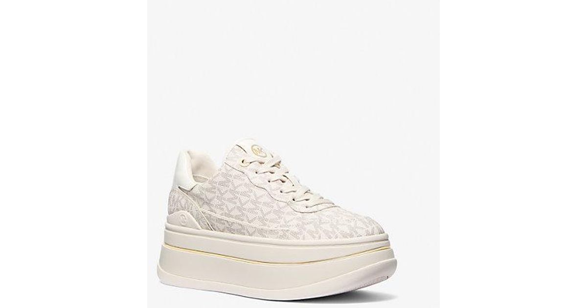 MICHAEL Michael Kors Mk Hayes Signature Logo Platform Trainers In White michael-michael-kors-mk-hayes-signature-logo-platform-trainers-in-white