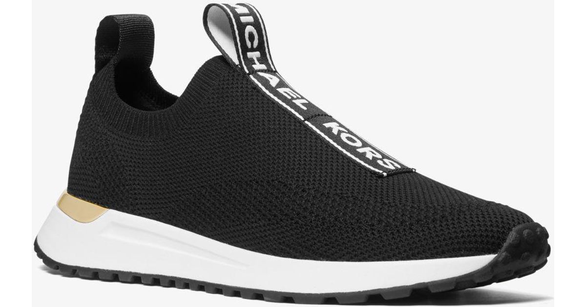 Michael Kors Black Bodie Logo Tape Mesh Slip on Trainer