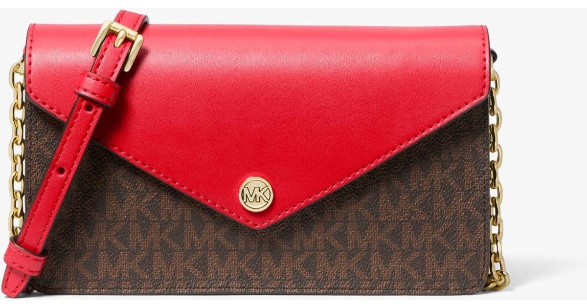 Michael Kors Small Logo Envelope Crossbody Bag in Red Lyst