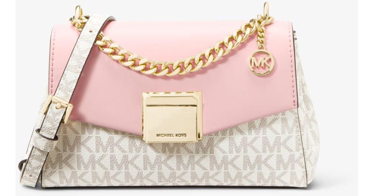 Michael Kors Lita Small Two-tone Logo And Leather Crossbody Bag | Lyst