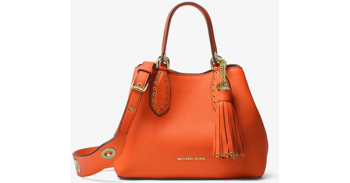 brooklyn small leather satchel michael kors