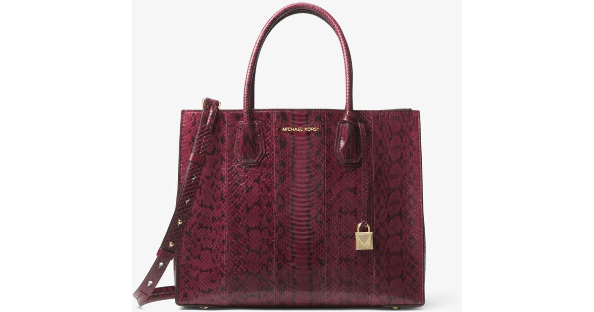 mercer large snakeskin tote