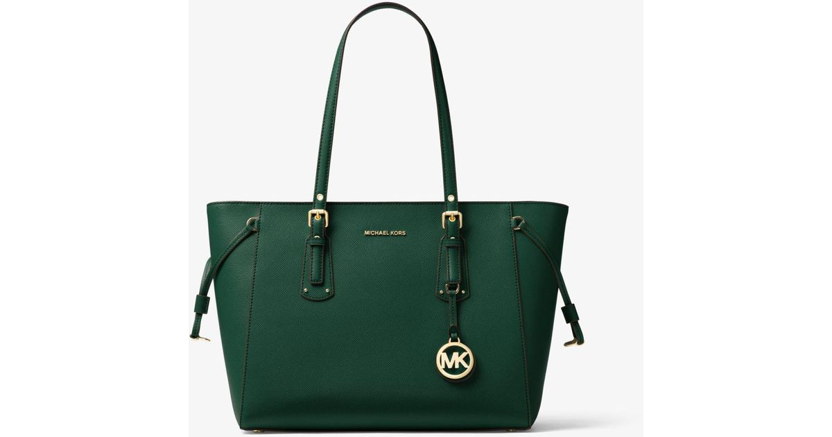 Bolso Tote Voyager Mediano De Piel De Grano Cruzado Michael Kors de Cuero  de color Verde | Lyst