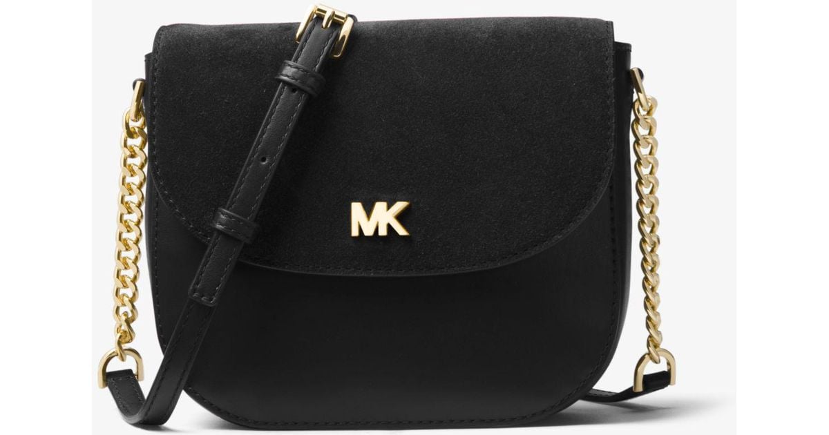 michael kors leather and suede saddle bag