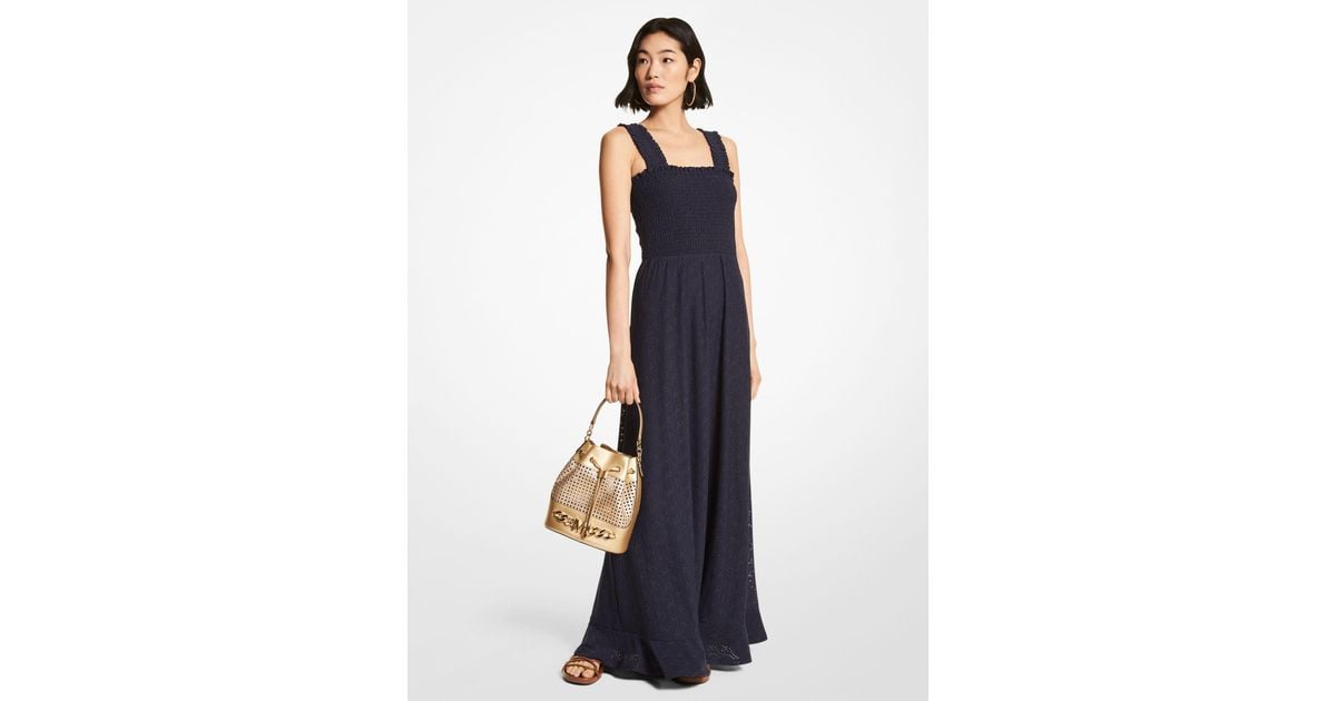 Michael kors smocked jacquard cheap dress