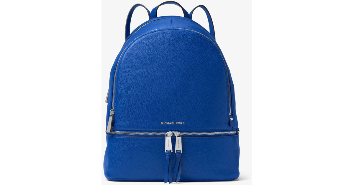 Michael Kors Rhea Large Leather Backpack in Electric Blue (Blue) | Lyst