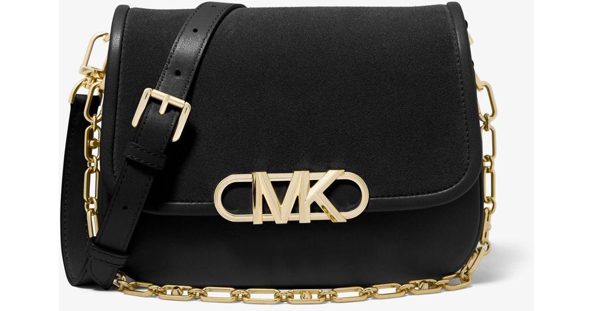 Michael Kors Parker Medium Suede Messenger Bag in Black Lyst