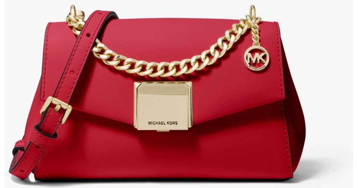 Michael Kors Lita Small Leather Crossbody Bag in Red Lyst