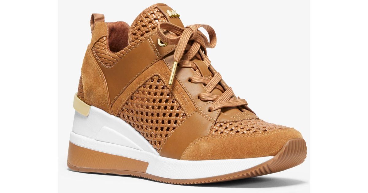 michael kors georgie woven leather trainer