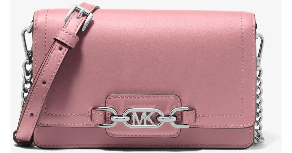Michael Kors Heather Extrasmall Leather Crossbody Bag in Pink Lyst
