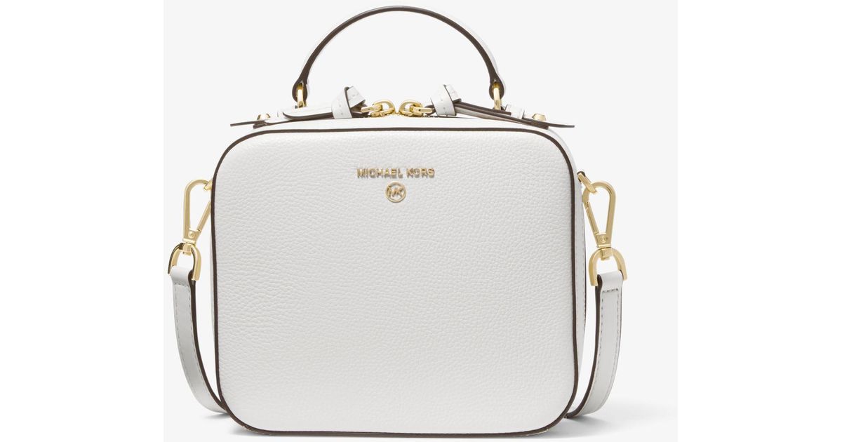 Michael Kors Jet Set Medium Pebbled Leather Crossbody Bag in White Lyst