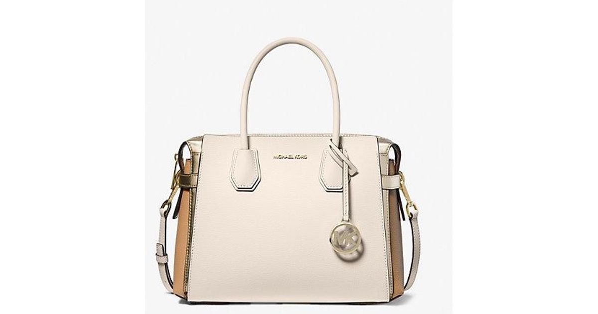 Michael Kors Mercer Medium Color block Leather Belted Satchel in Natural Lyst Canada