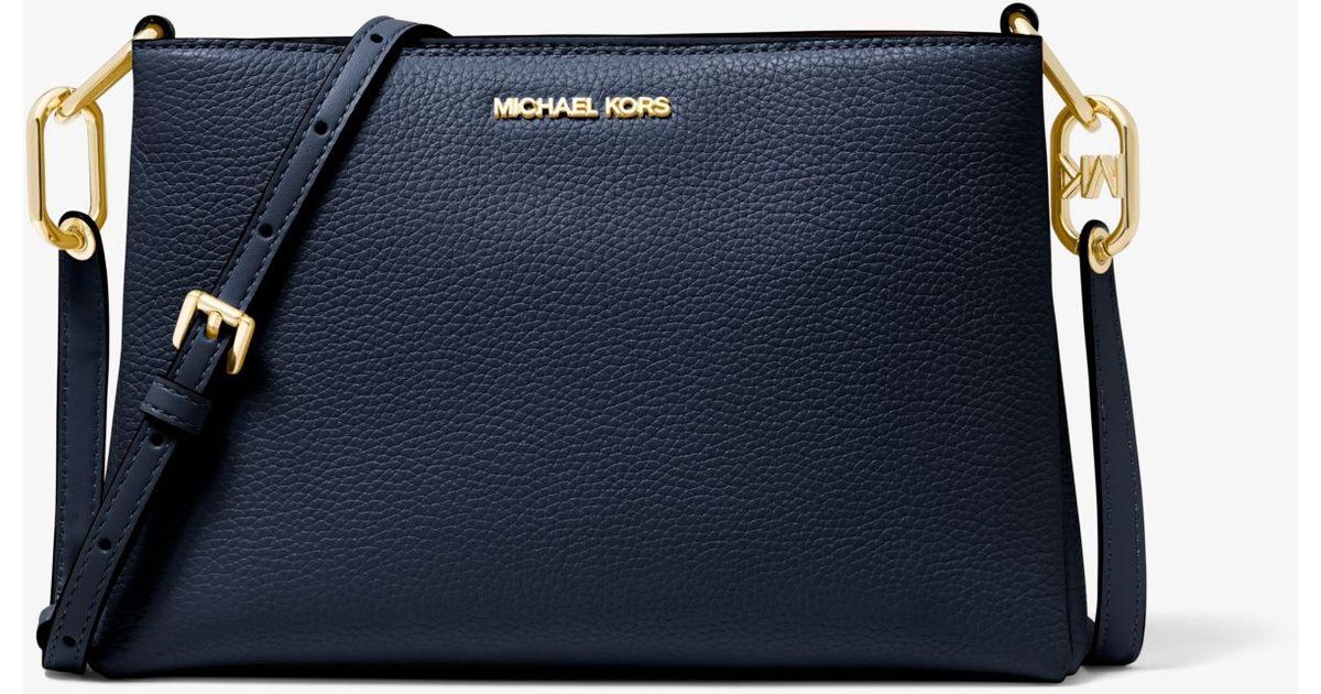 Michael Kors Trisha Medium Pebbled Leather Crossbody Bag in Blue Lyst
