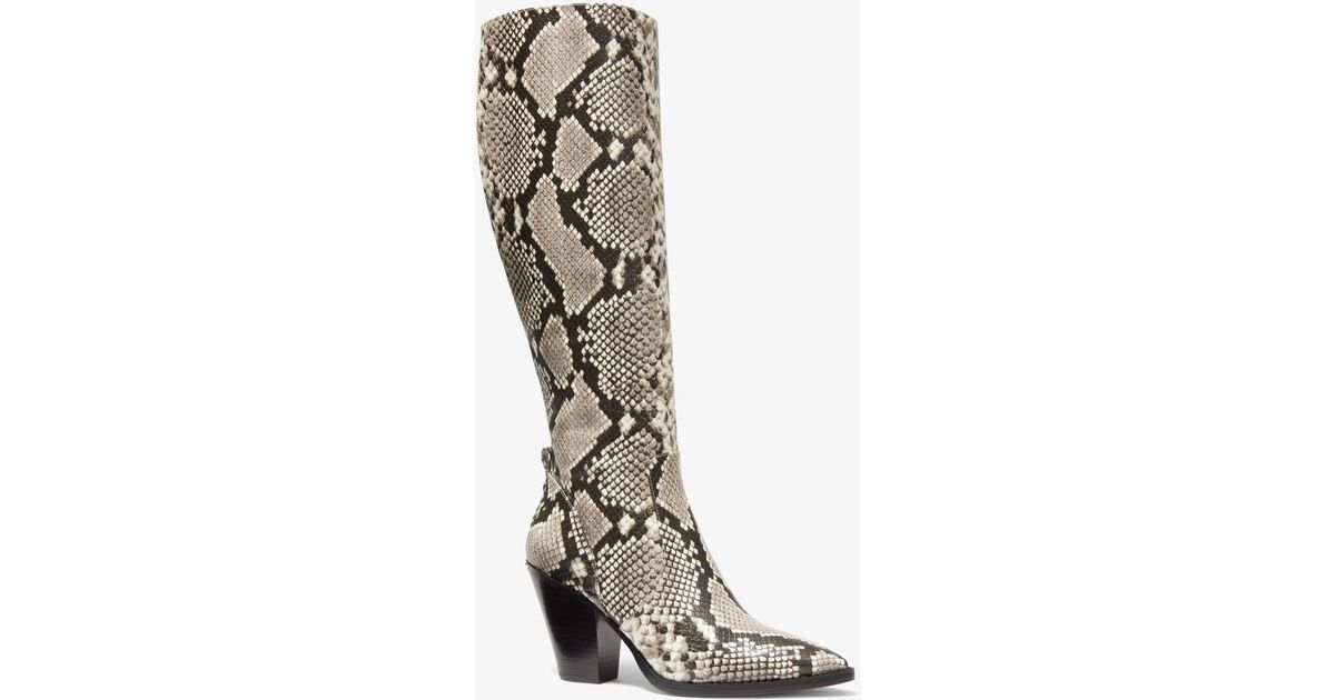 Michael Kors Dover Python Embossed Faux Leather Knee Boot in White Lyst