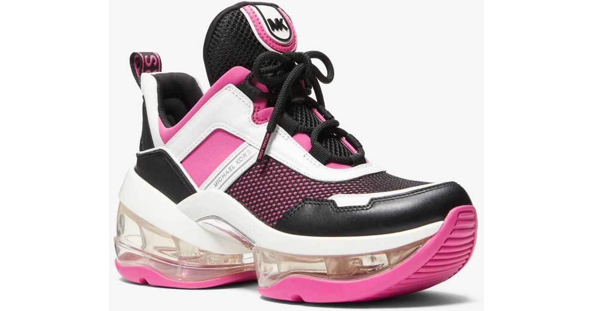 MICHAEL Michael Kors Olympia Extreme Leather And Scuba Trainer in